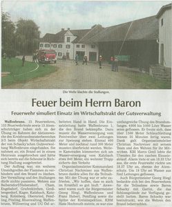 Ausschnitt der Chamer Zeitung vom 30.09.2013 – Übung beim Baron