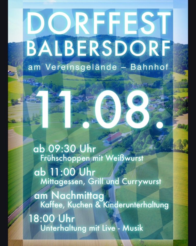 Einladung zum Dorffest 2024 in Balbersdorf
