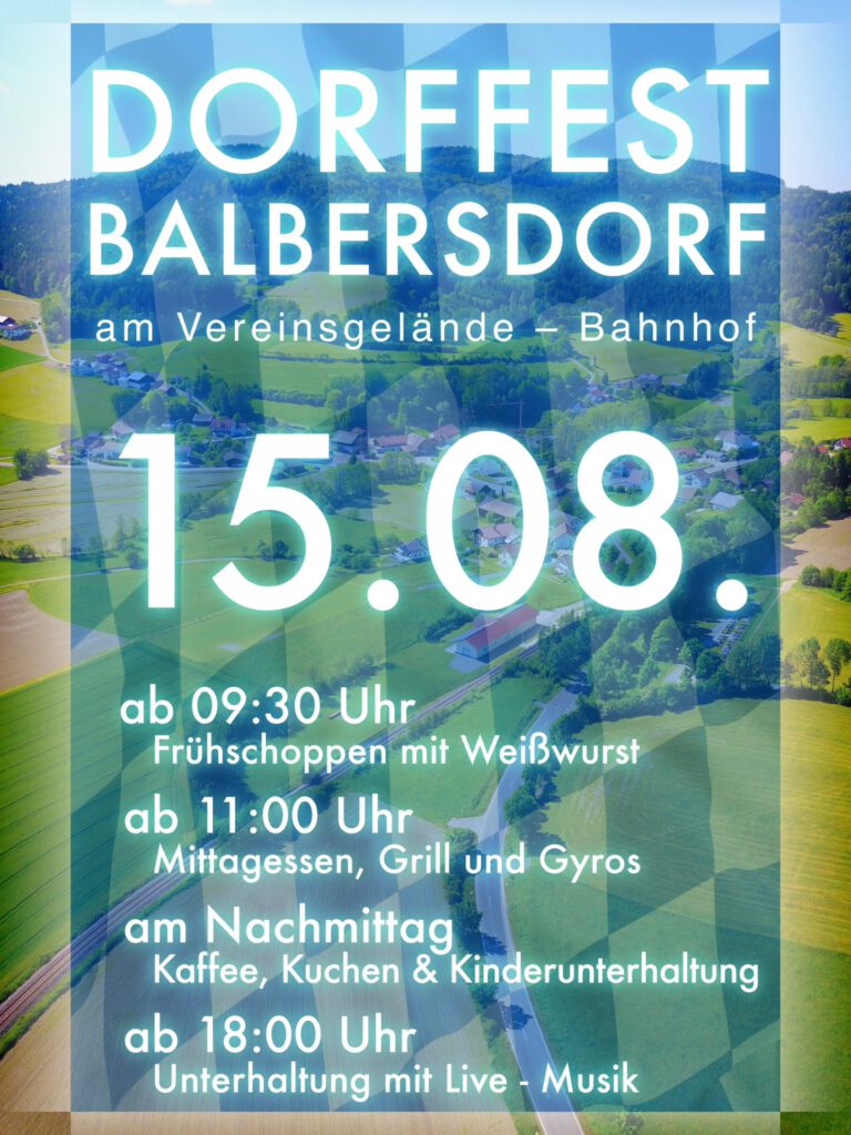 Einladung zum Dorffest 2025 in Balbersdorf