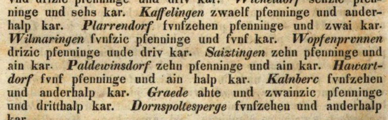 Erstmals verzeichnet: „Paldewinsdorf“ und „Hawartdorf“ im ältesten Herzogsurbar