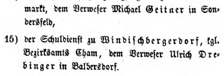 1869: Schulverweser Ulrich Drebinger erhält die Schule Windischbergerdorf