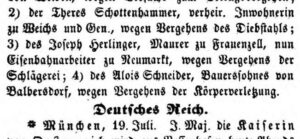 1871: Bauernsohn Alois Schneider in der Berufung wegen Körperverletzung