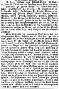 November 1872: Vier Jahre Zuchthaus für Andreas Gruber