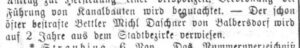 1873: Bettler Michl Daschner aus Straubing verwiesen