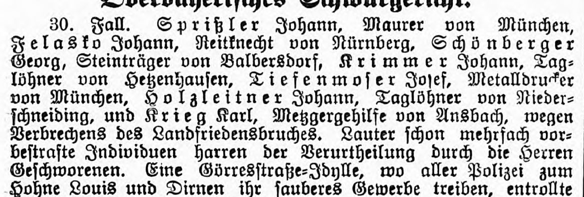 1898: Steinträger Georg Schönberger vor dem Schwurgericht München