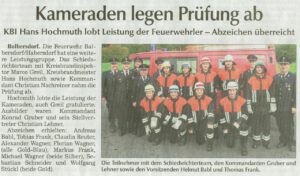 Ausschnitt der Chamer Zeitung vom 16.10.2013 – Jugendwettspiele