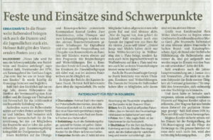 Ausschnitt des Bayerwald Echo vom Januar 2016 – Jahreshauptversammlung der FFW