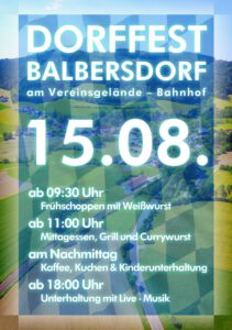 Einladung zum Dorffest 2018 in Balbersdorf