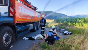 Übung Verkehrsunfall mit LKW